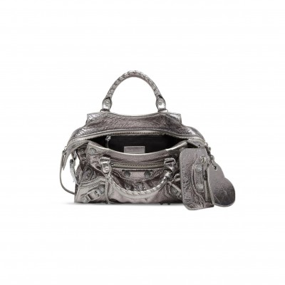BALENCIAGA SMALL NEO CAGOLE CITY IN SILVER 700940210BM8103 (25.9*17.8*11.4cm)